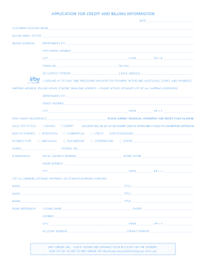 Commercial Credit Application Form