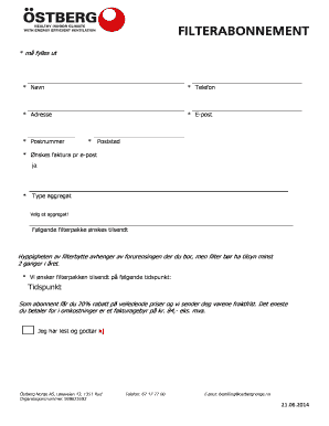 Filter Subscription Agreement