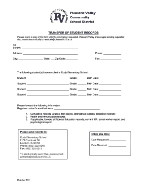 Student Records Transfer Form