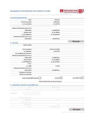 DEMANDE D'OUVERTURE DE COMPTE CLIENT