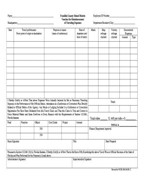 Florida Travel Expense Reimbursement Form