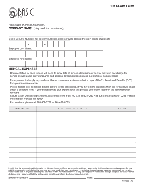 HRA Claim Form