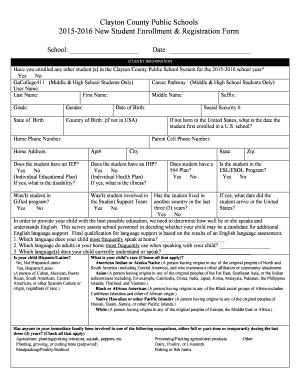 Clayton County Public Schools New Student Enrollment Form