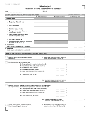 Mississippi Business Income Apportionment Schedule