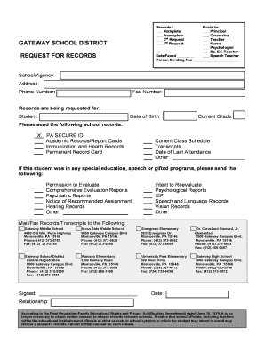 Request for Student Records Form