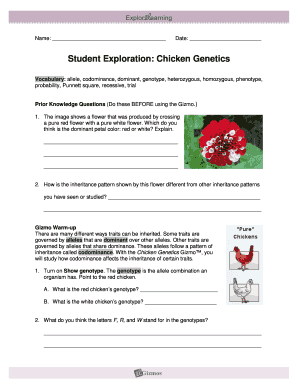 Chicken Genetics Gizmo Answer Key Fill Online Printable Fillable Blank Pdffiller
