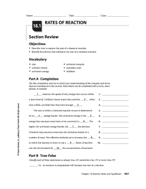 Chemistry Section Review Worksheet