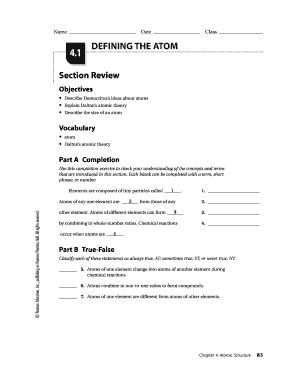 Science Worksheet Atomic Structure