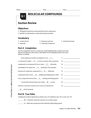 Molecular Compounds Section Review