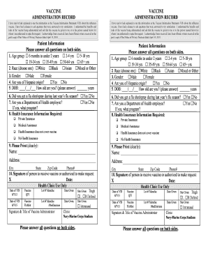 Influenza Vaccine Administration Record