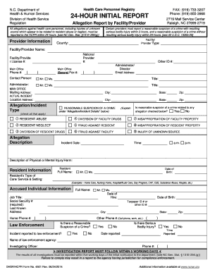 North Carolina Health Care Personnel Registry Allegation Report
