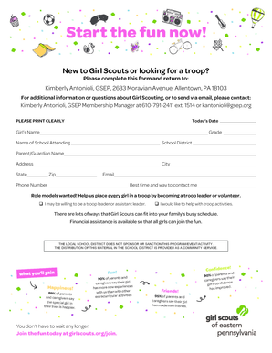 Girl Scouts Troop Registration Form
