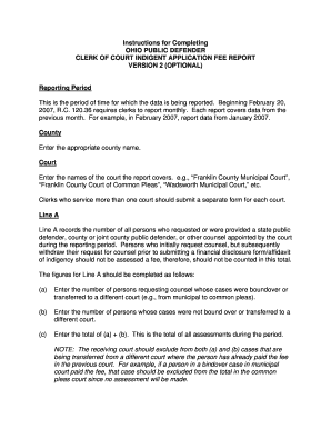 Ohio Public Defender Clerk of Court Indigent Application Fee Report