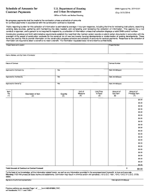 HUD-51000 Schedule of Amounts for Contract Payments