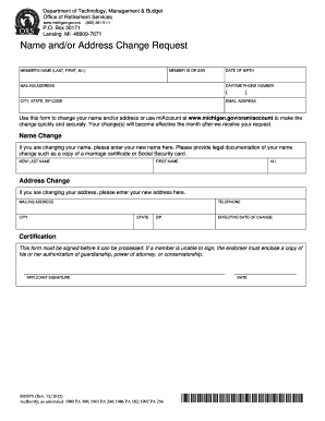 Michigan Name and Address Change Request