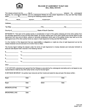 Release of Agreement to Buy and Sell Real Estate