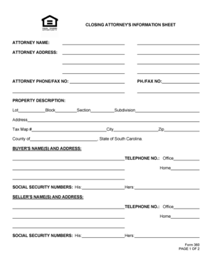 Closing Attorney's Information Sheet