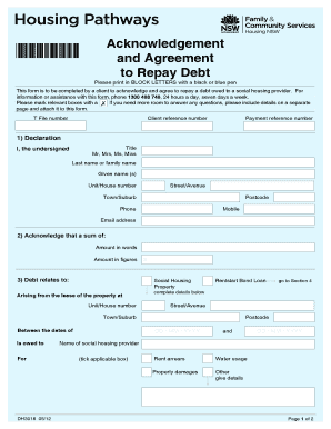Acknowledgement and Agreement to Repay Debt