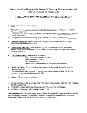 Power of Attorney for Vehicle Registration