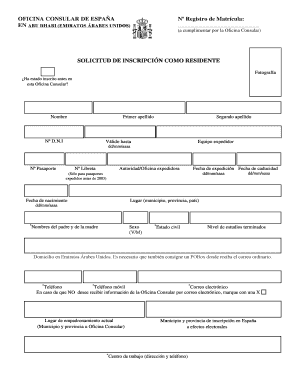 Solicitud de Inscripción como Residente