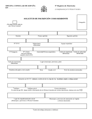 Solicitud de Inscripción en el Registro de Matrícula Consular