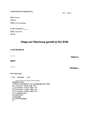 Klage auf Räumung gemäß § 543 BGB