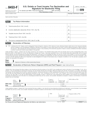 Form 8453-F for Electronic Filing of Estate or Trust Income Tax