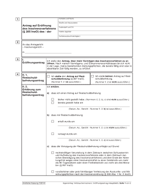 Formulare für das Verbraucherinsolvenzverfahren