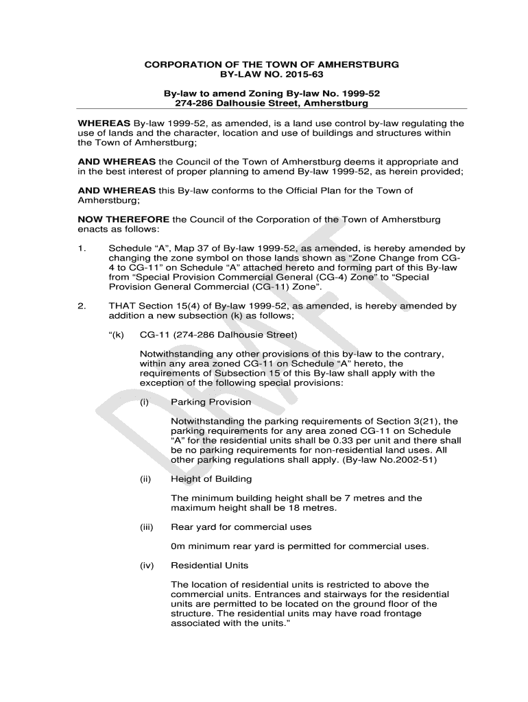 Fillable Online Bylaw to amend Zoning Bylaw No Fax Email Print pdfFiller
