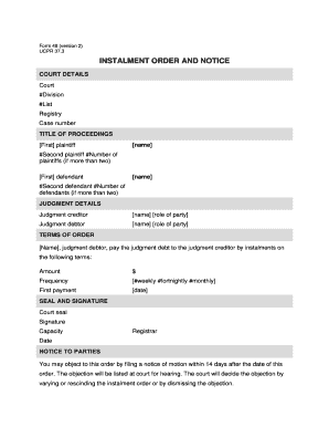 Instalment Order and Notice