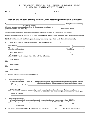 Petition and Affidavit for Involuntary Examination