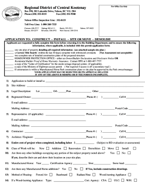 British Columbia Building Permit Application
