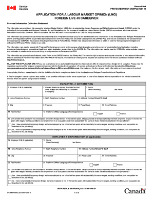 Application for a Labour Market Opinion (LMO) for Foreign Live-In Caregiver