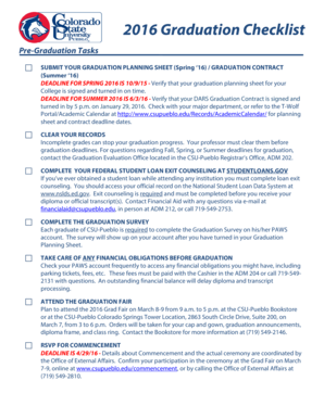 2016 Graduation Checklist