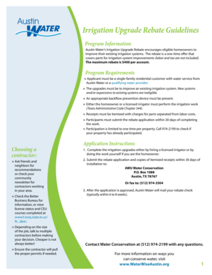 Austin Water Irrigation Upgrade Rebate Application