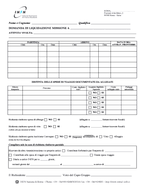 Domanda di Liquidazione Missione