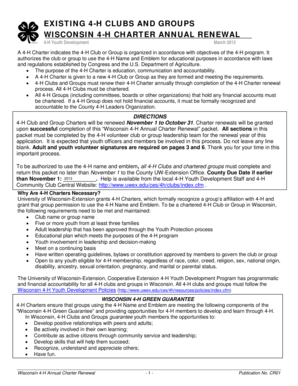 Wisconsin 4-H Club Charter Renewal Form