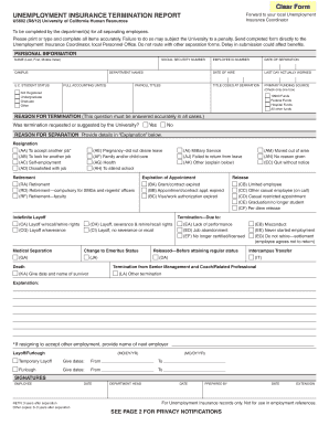 Unemployment Insurance Termination Report