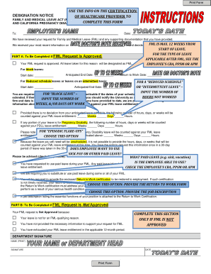 FMLA Designation Notice of Healthcare Provider