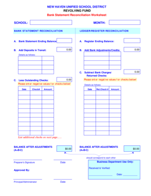 Revolving Fund Account Reconciliation - New Haven Unified School - nhusd k12 ca
