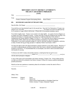 Second Declaration of Truancy Notice