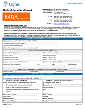 Medical Benefits Abroad Claim Form