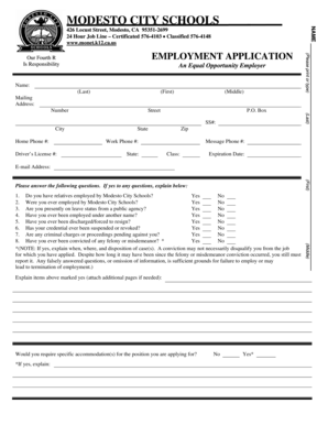 Modesto City Schools Employment Application