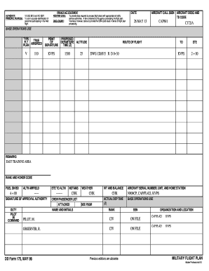 DD Form 175 - Sample East Training Area - units flwg