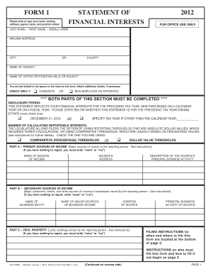 Florida Financial Interests Disclosure Form