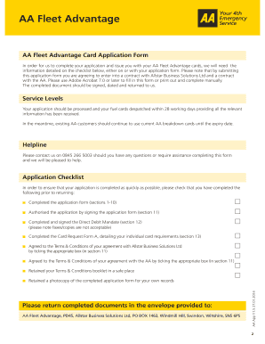 AA Fleet Advantage Card Application Form