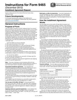 IRS Installment Agreement Request Form 9465