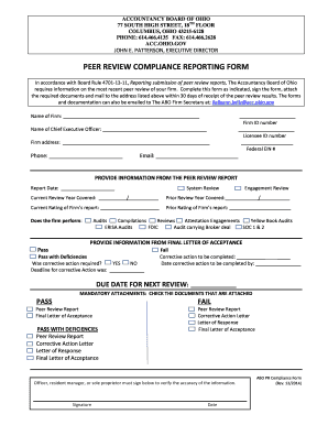 Peer Review Compliance Reporting Form