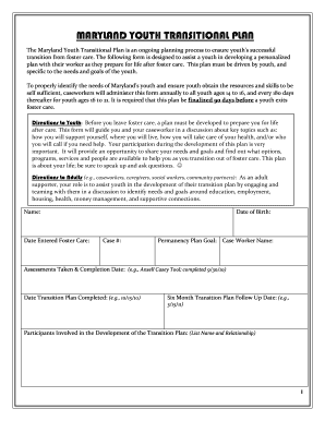 Maryland Youth Transitional Plan