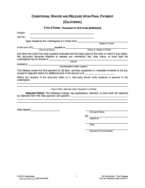 California Conditional Waiver and Release